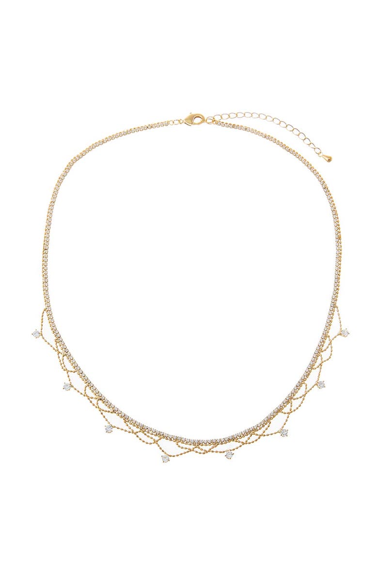 BY ADINA EDEN CZ Fringe Layer Choker Necklace, Main, color, Gold