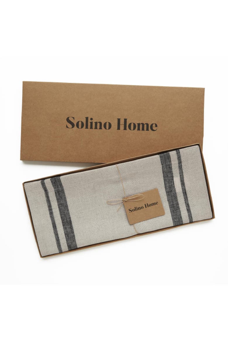 Linen Table Runner - French Stripe, Alternate, color, Black and Natural
