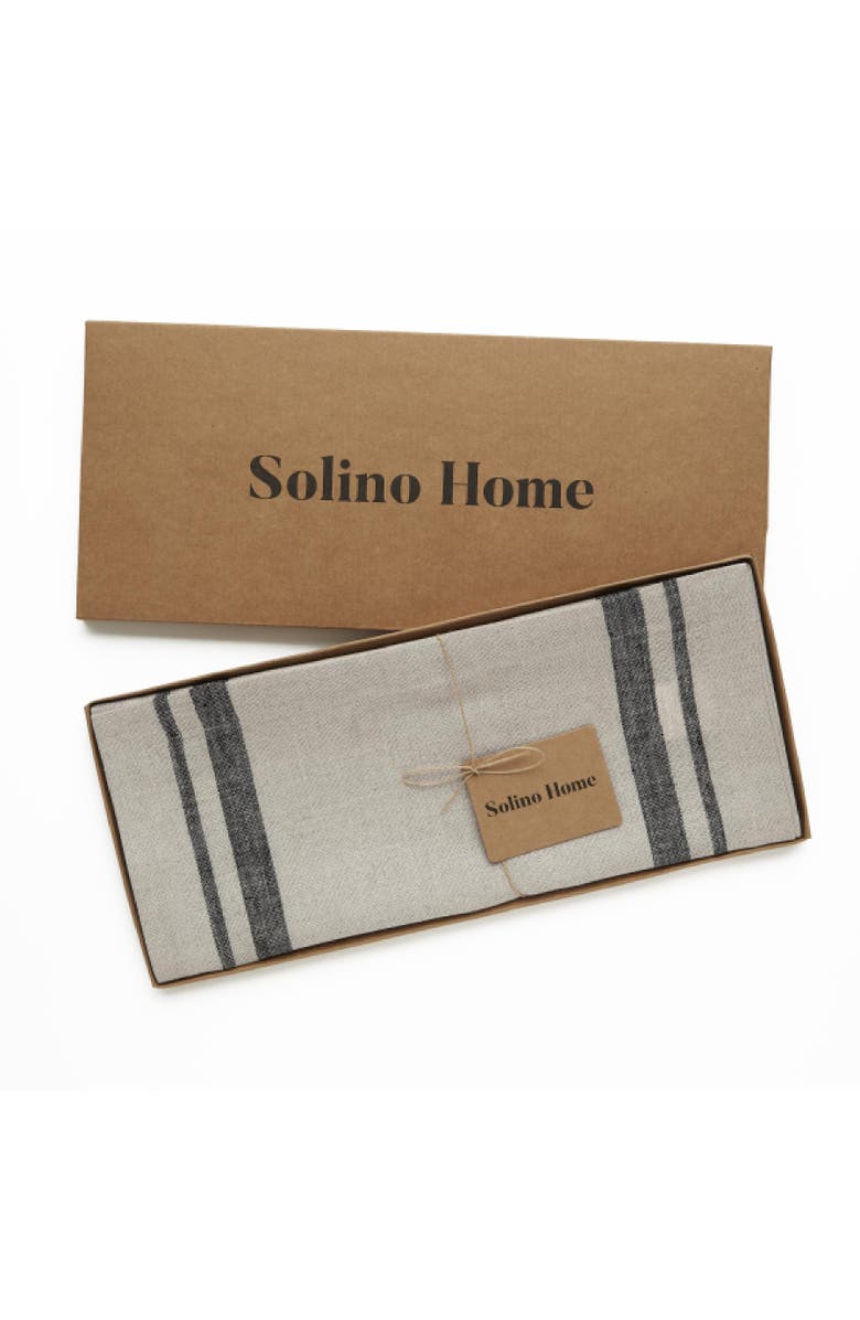 Solino Home Linen Table Runner - French Stripe, Alternate, color, Black And Natural