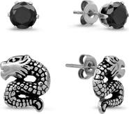 STEELTIME Men's Dragon Stud Earrings