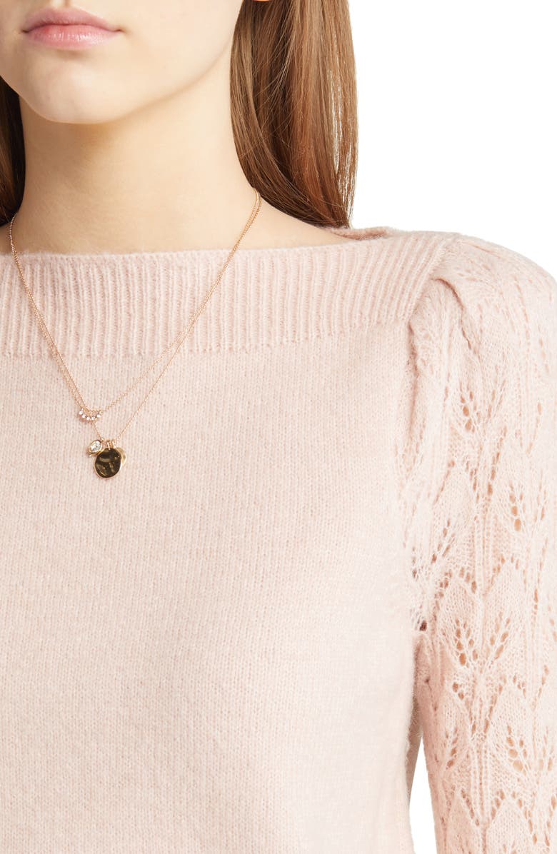 Treasure & Bond Pointelle Sleeve Sweater, Alternate, color, 