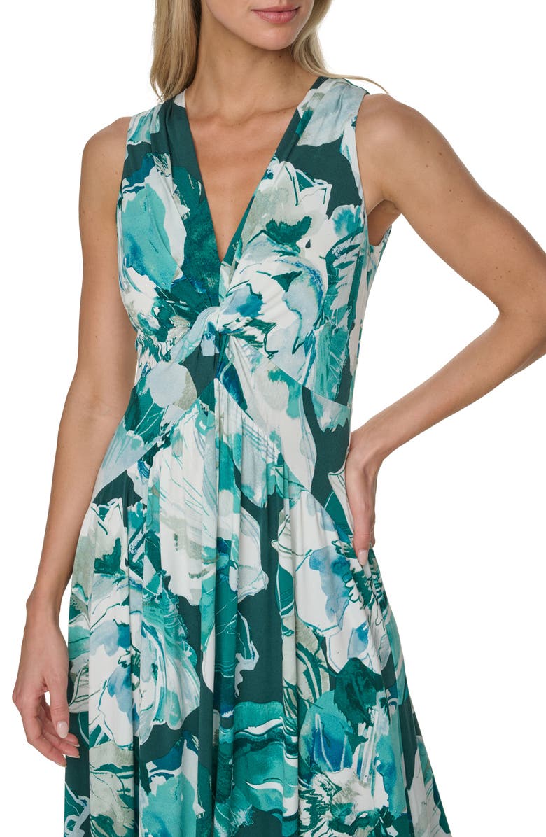 Calvin Klein Twist Front Jersey Maxi Dress, Alternate, color, Malachite Multi