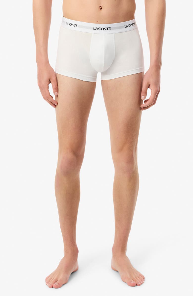 Lacoste Assorted 3-Pack Core Essentials Trunks, Alternate, color, Nua Black/ White-Silver Chine