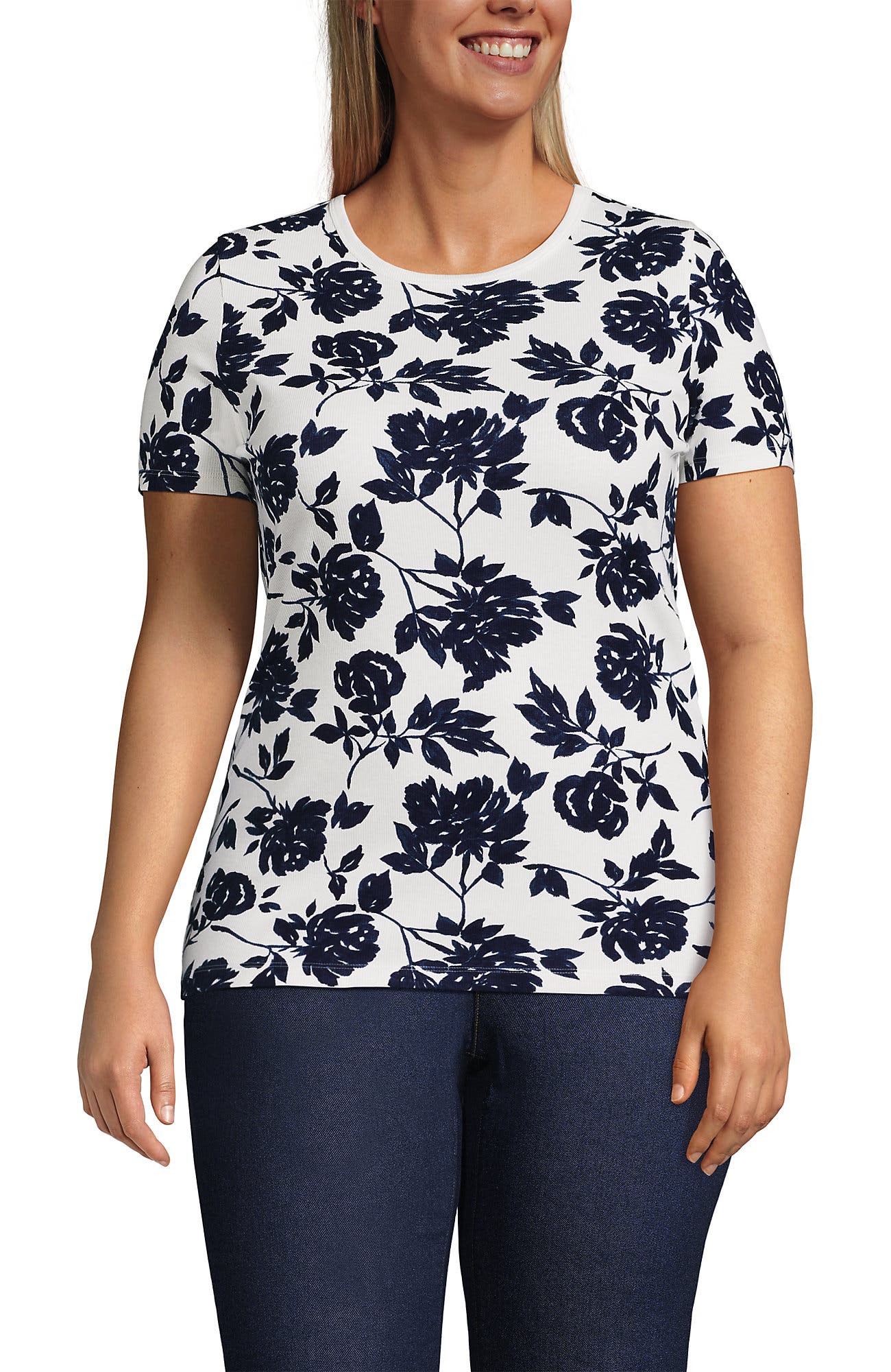 Ivory/Navy Graphic Floral