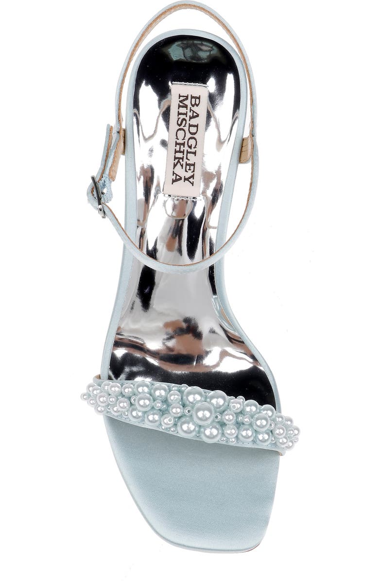 BADGLEY MISCHKA Caitlyn Metallic Satin Sandal, Alternate, color, Mist St