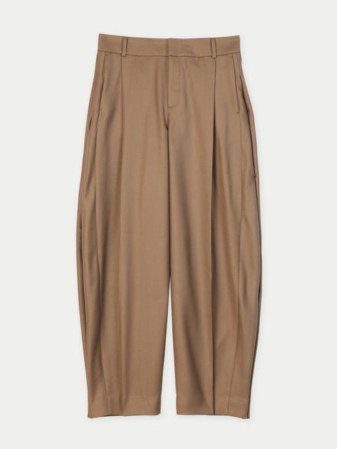 Barrel-Leg Cashmere Pants