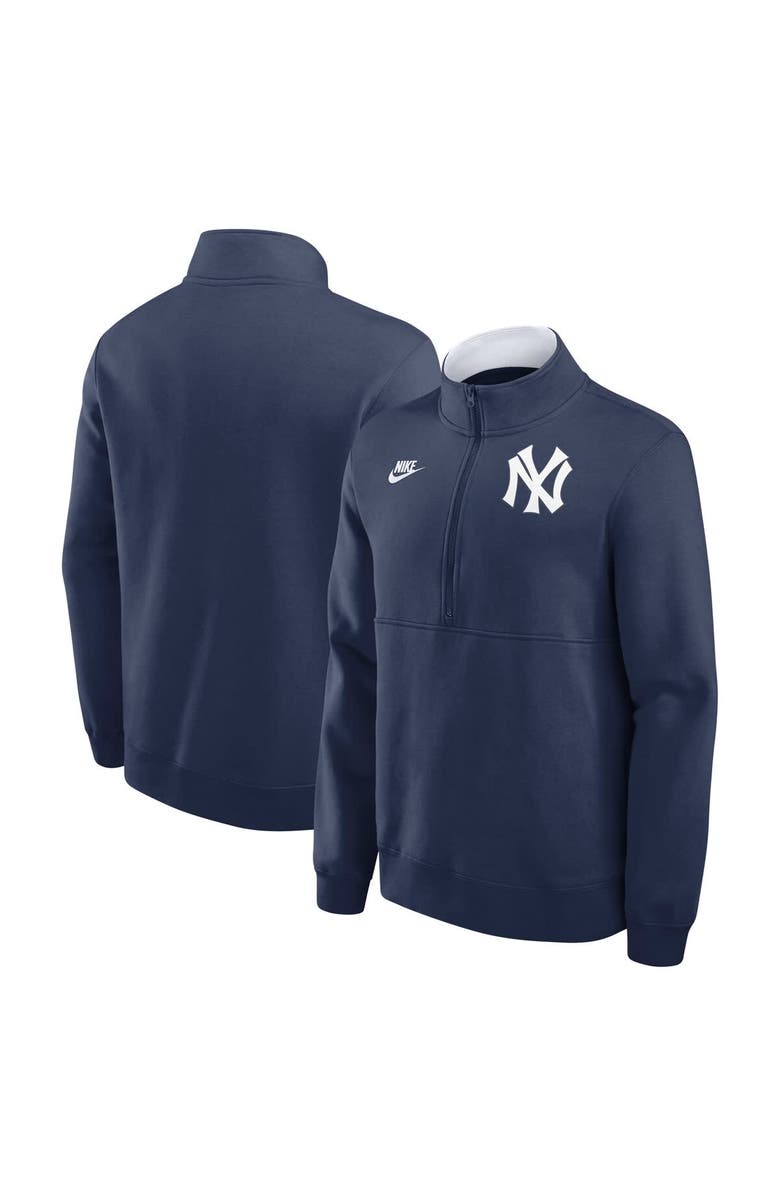Nike Men's Nike Navy New York Yankees Cooperstown Collection Fleece Half-Zip Pullover, Alternate, color, 