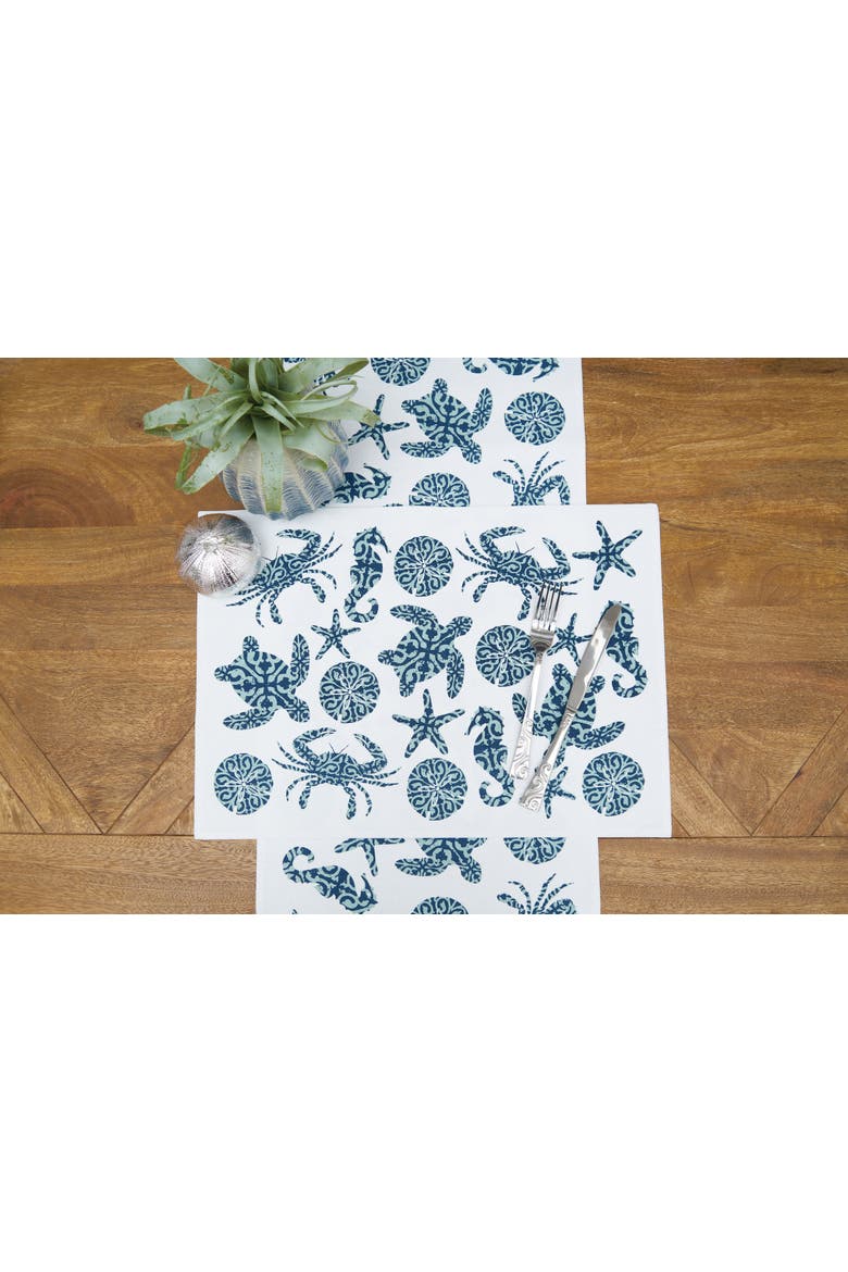 Stamped Seaside Placemats, Set of 6, 14" x 20", Alternate, color, White