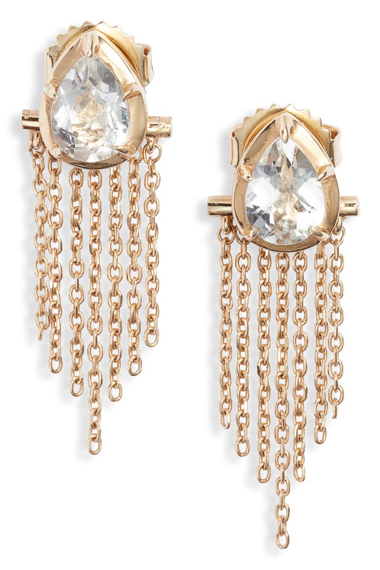 Mélia Fringe Pear Stud Earrings, Main, color, YELLOW GOLD