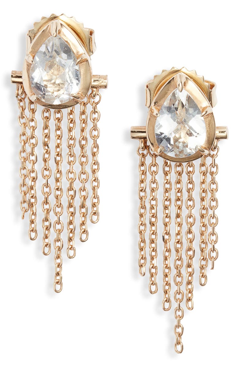 Anzie Mélia Fringe Ear Jackets, Main, color, Yellow Gold