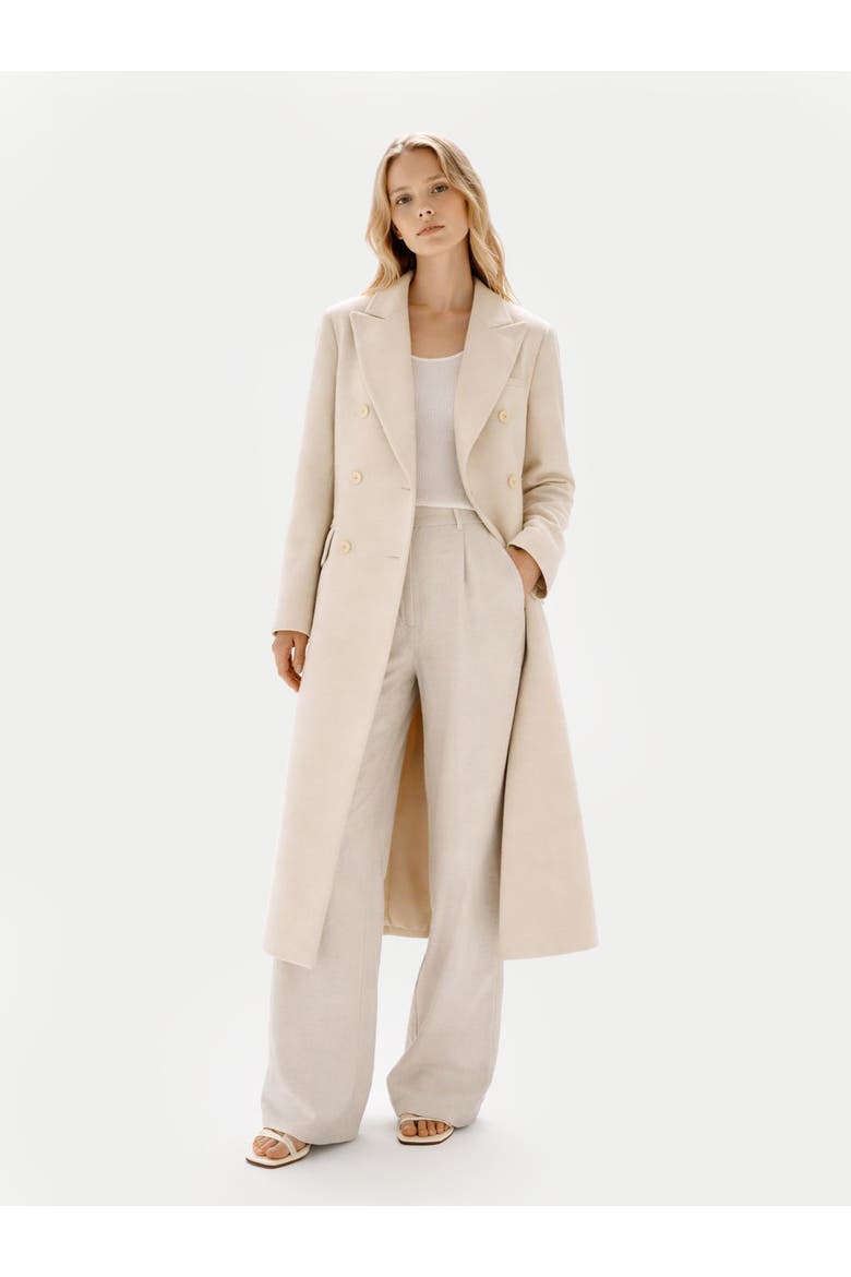 Cashmere Double-Breasted Long Coat, Alternate, color, beige