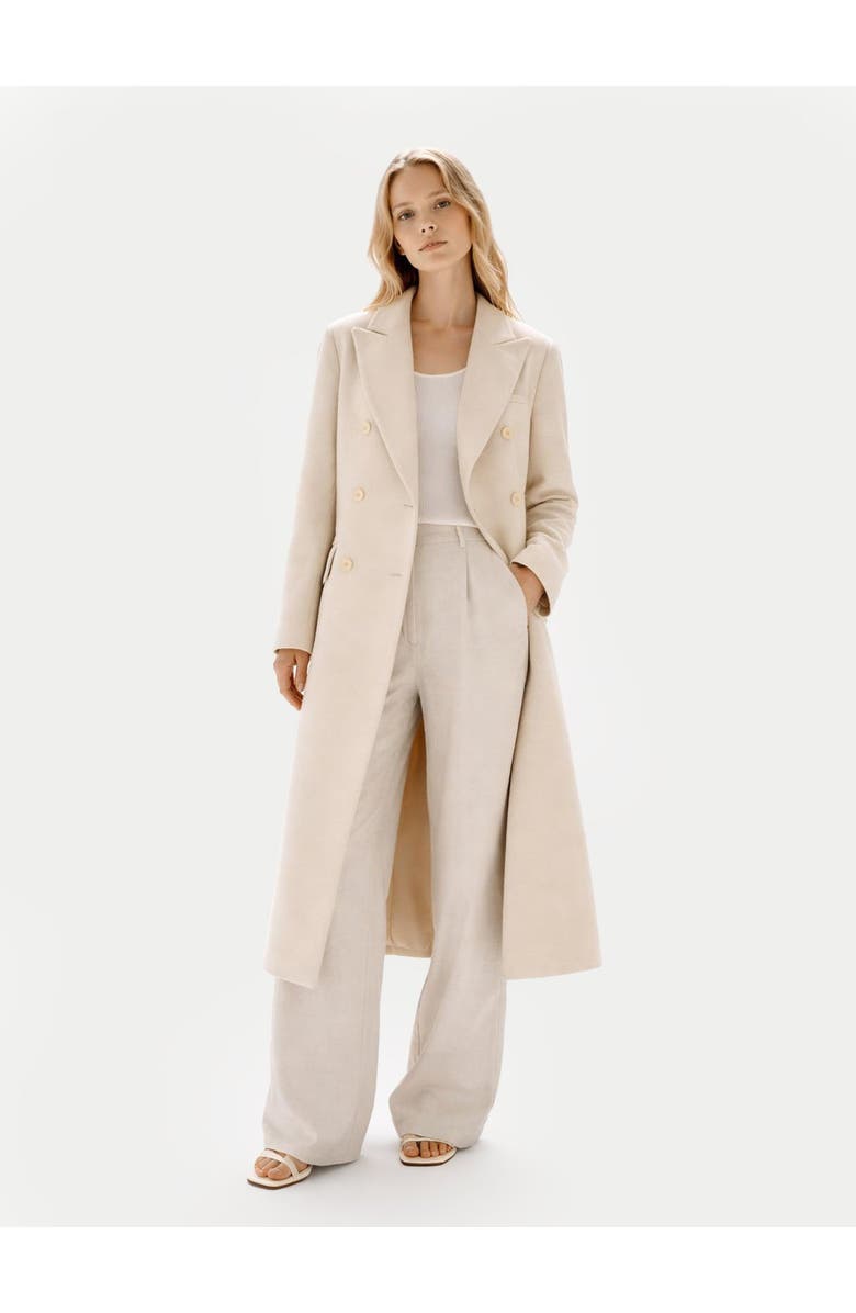 Gobi Cashmere Cashmere Double-Breasted Long Coat, Main, color, Beige