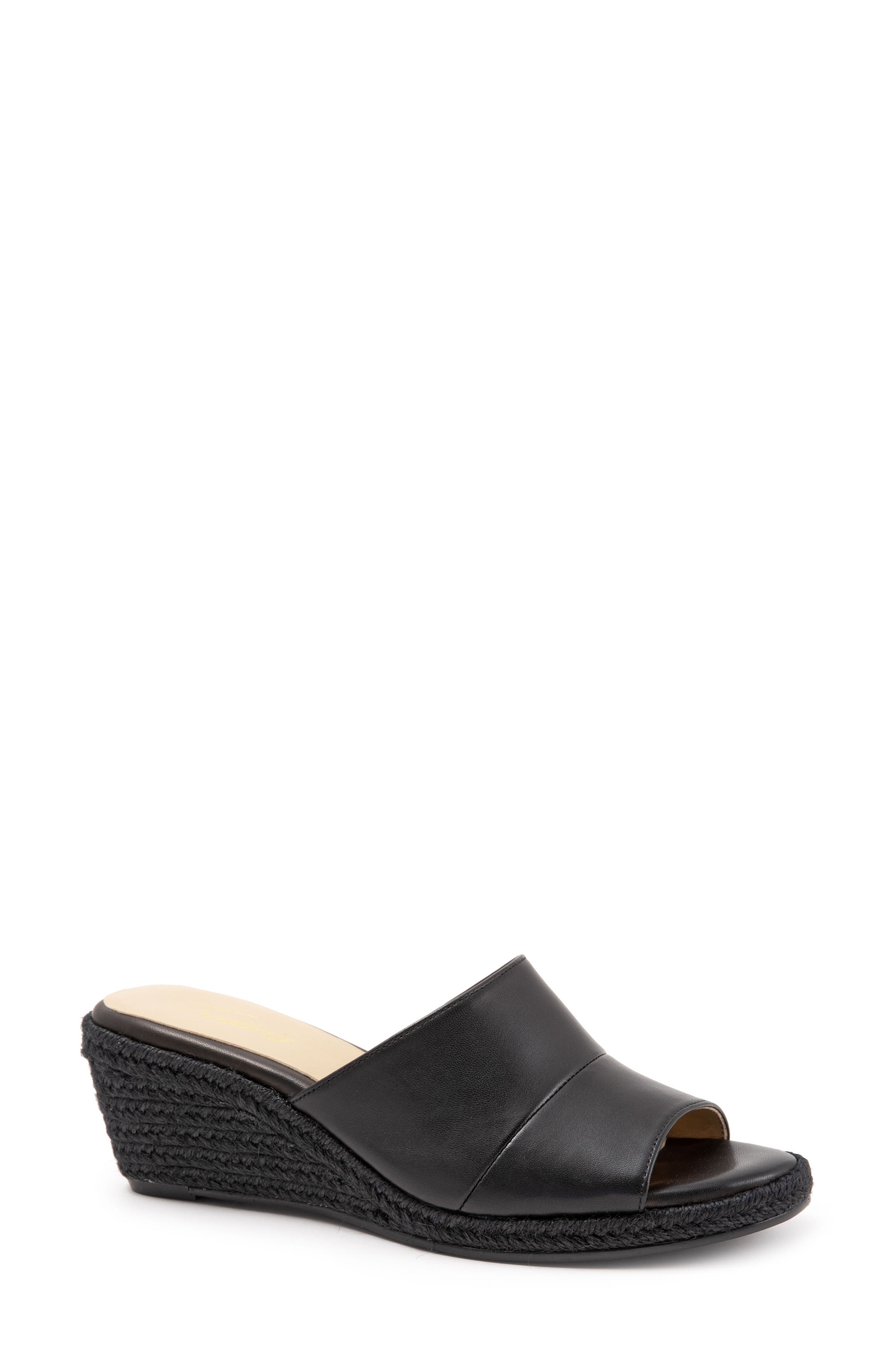 Colony Wedge Slide Sandal, Main, color, BLACK LEATHER
