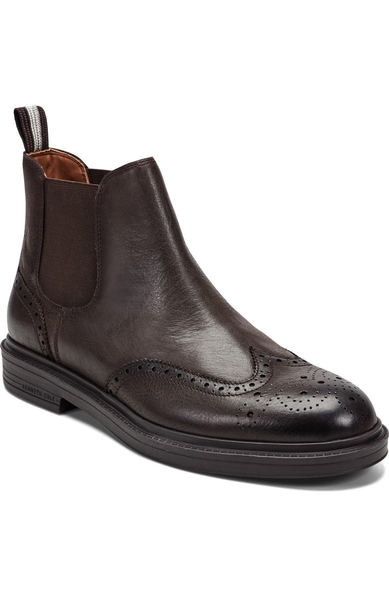 Kenneth Cole New York Frank Wingtip Chelsea Boot, Main, color, Mocha/ Silver