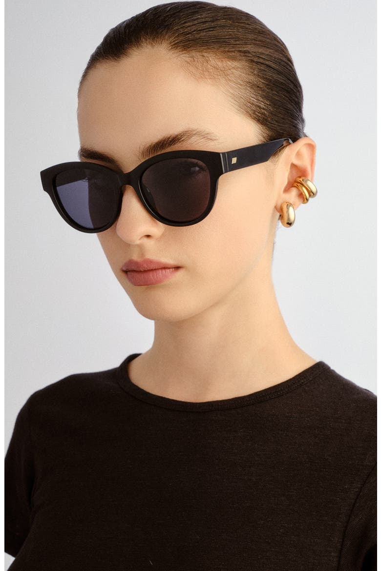 Majestic 53mm Polarized Round Sunglasses, Alternate, color, BLACK / SMOKE MONO POLARIZED