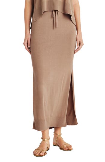 Splendid Veronica Drawstring Midi Sweater Skirt In Brown