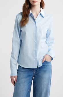 Dayton Stripe Layered Collar Cotton Button-Up Shirt