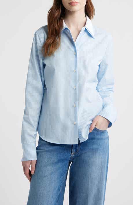 Dayton Stripe Layered Collar Cotton Button-Up Shirt