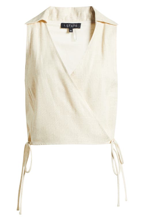 1.state Wrap Front Collar Top In Natural