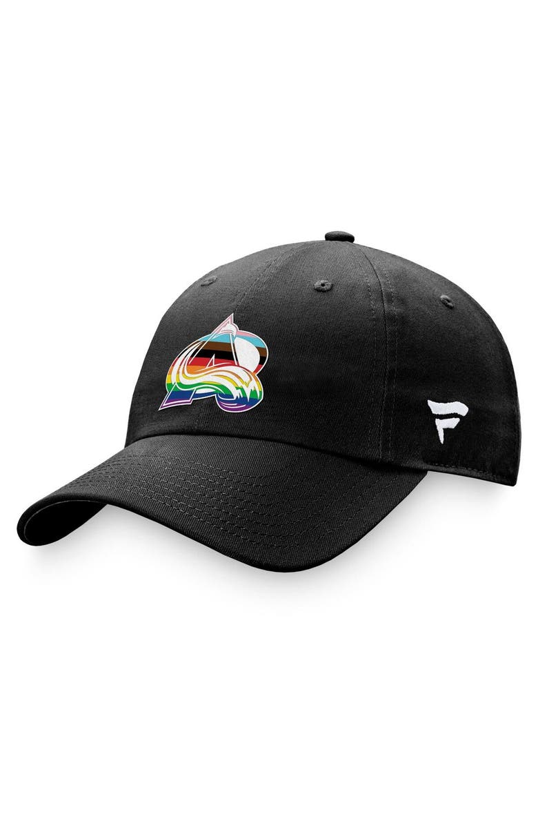 FANATICS Men's Fanatics Branded Black Colorado Avalanche Team Logo Pride Adjustable Hat, Main, color, 