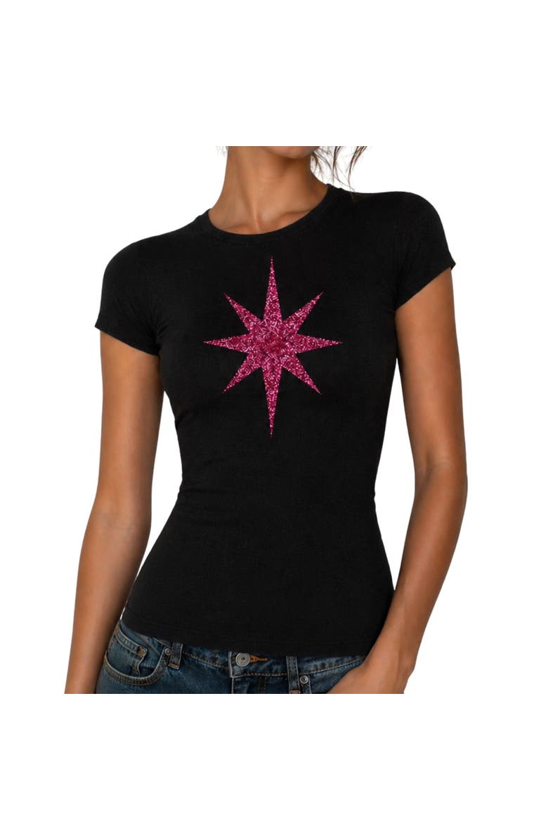 Madison Maison x On/Off Essentials Plain Star T-Shirt, Alternate, color, Black-Fuchsia