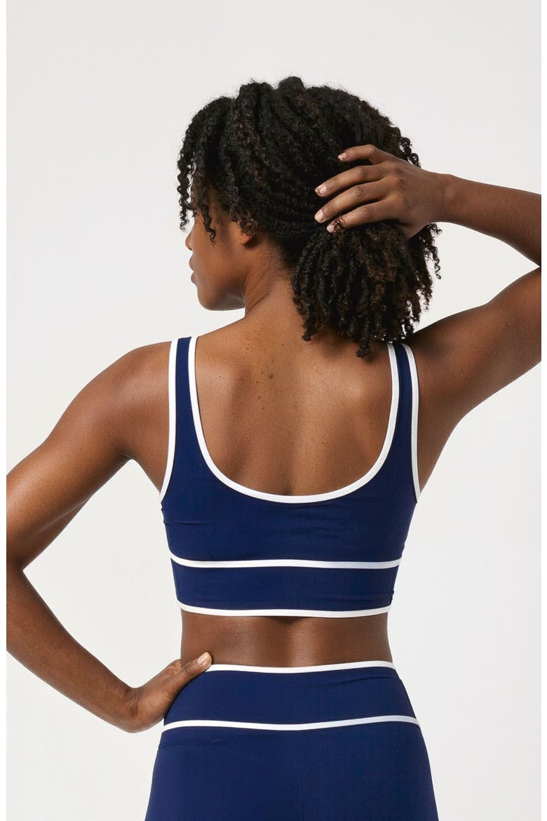 Long Line Swim Bra Two-Toned Collection, Alternate, color, Navy & White