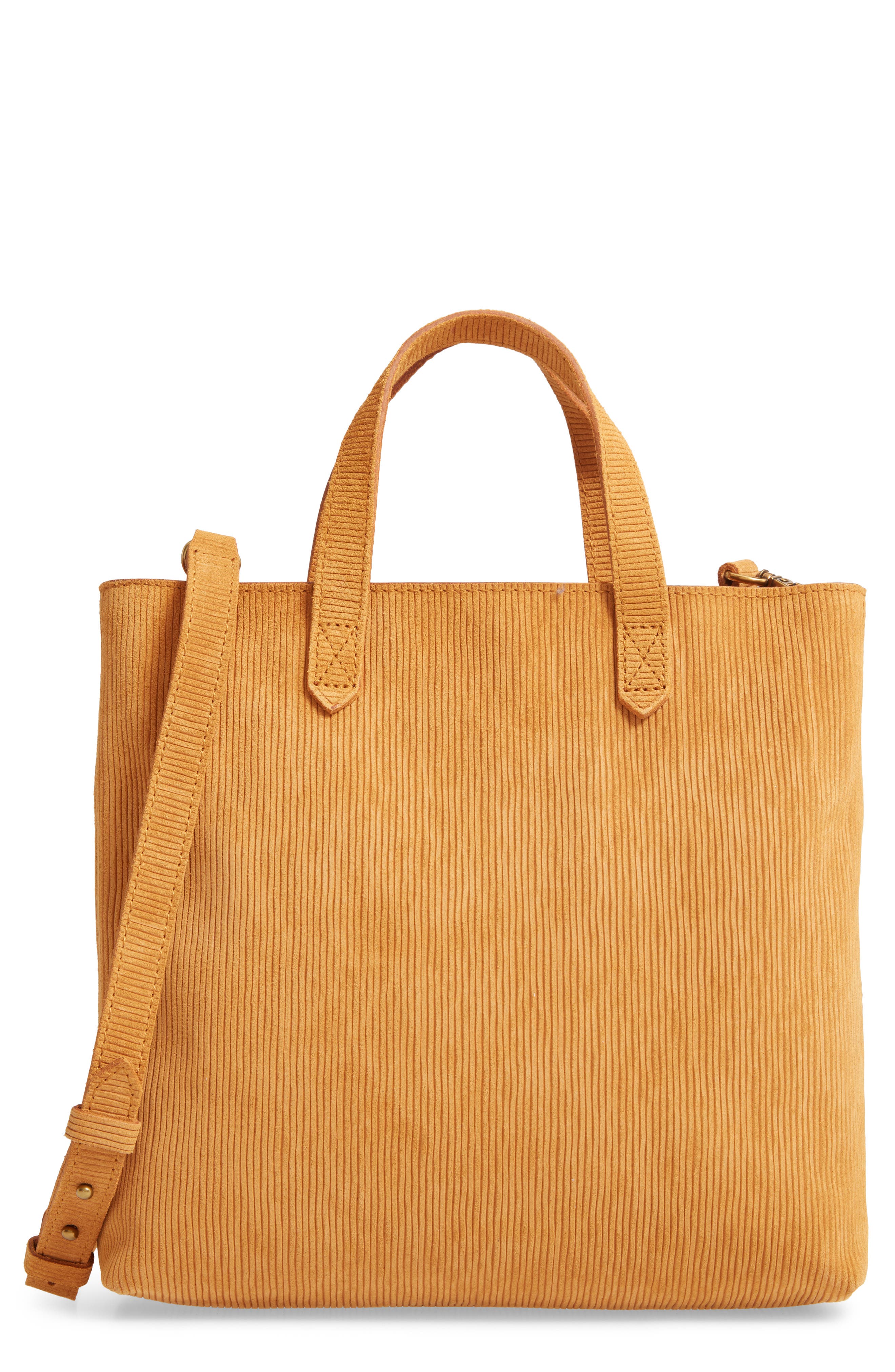 The Zip-Top Transport Corduroy Suede Crossbody Bag, Main, color, BOUTIQUE GOLD
