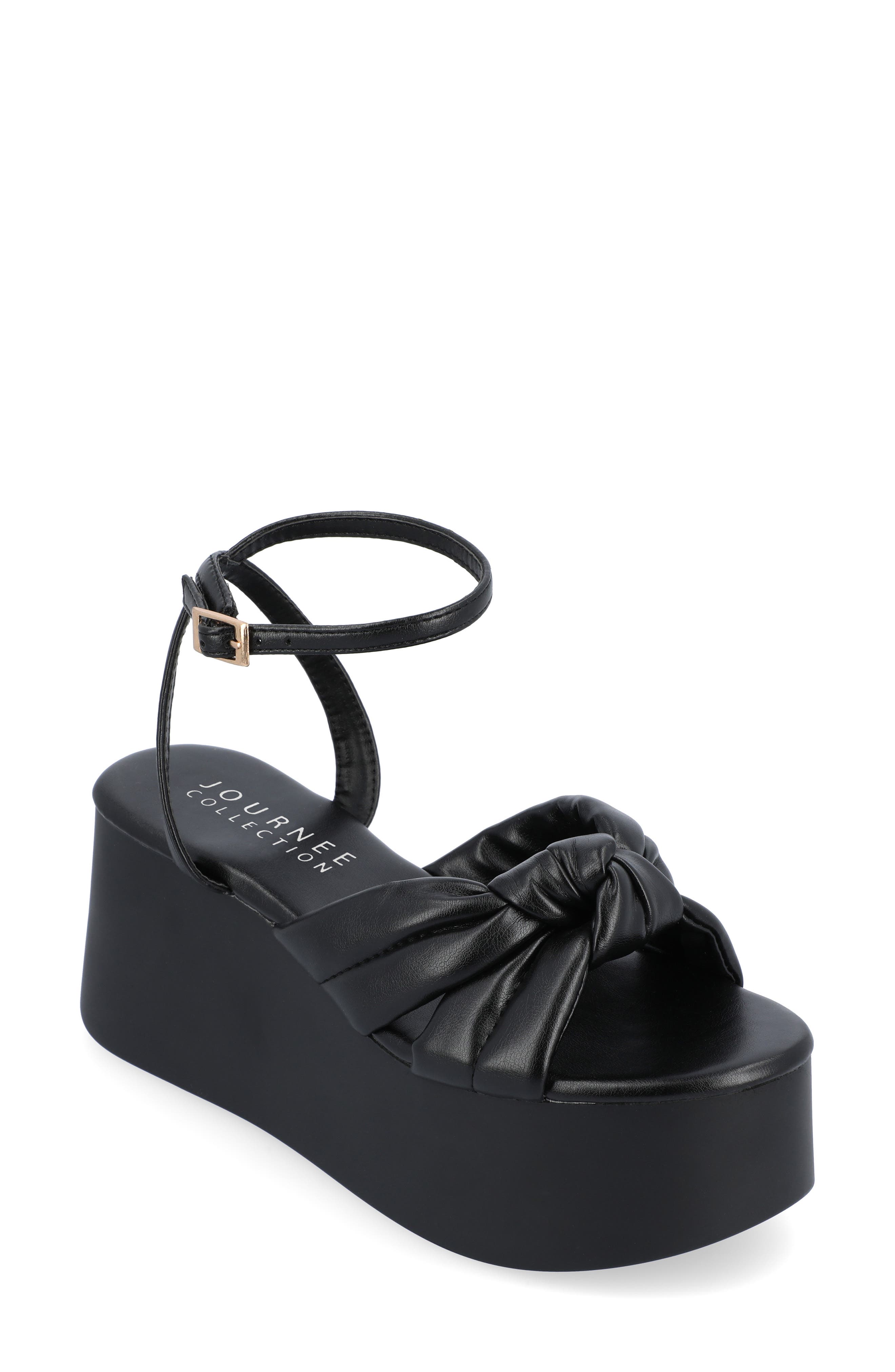 Journee Collection Lailee Ankle Strap Platform Sandal, Main, color, Black