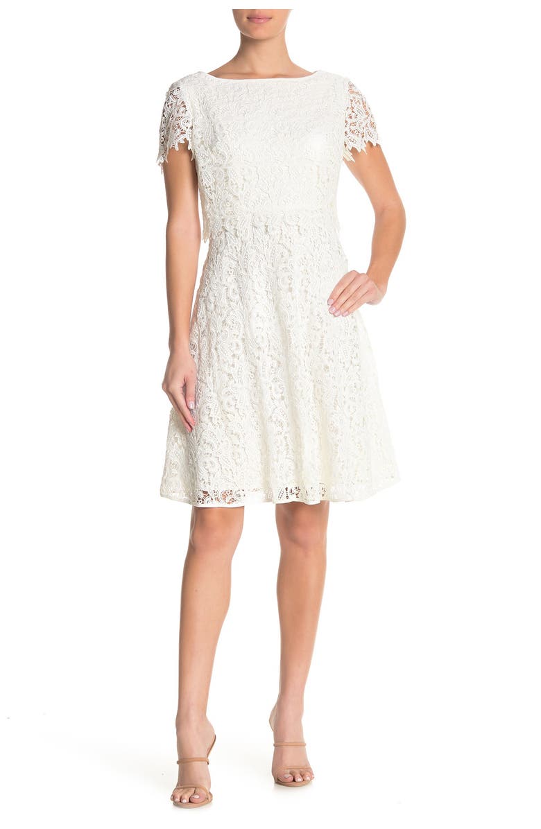 Shani Popover Lace Fit & Flare Dress, Main, color, 