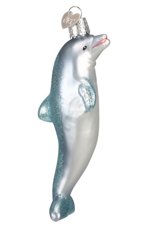 Playful Dolphin Glass Ornament