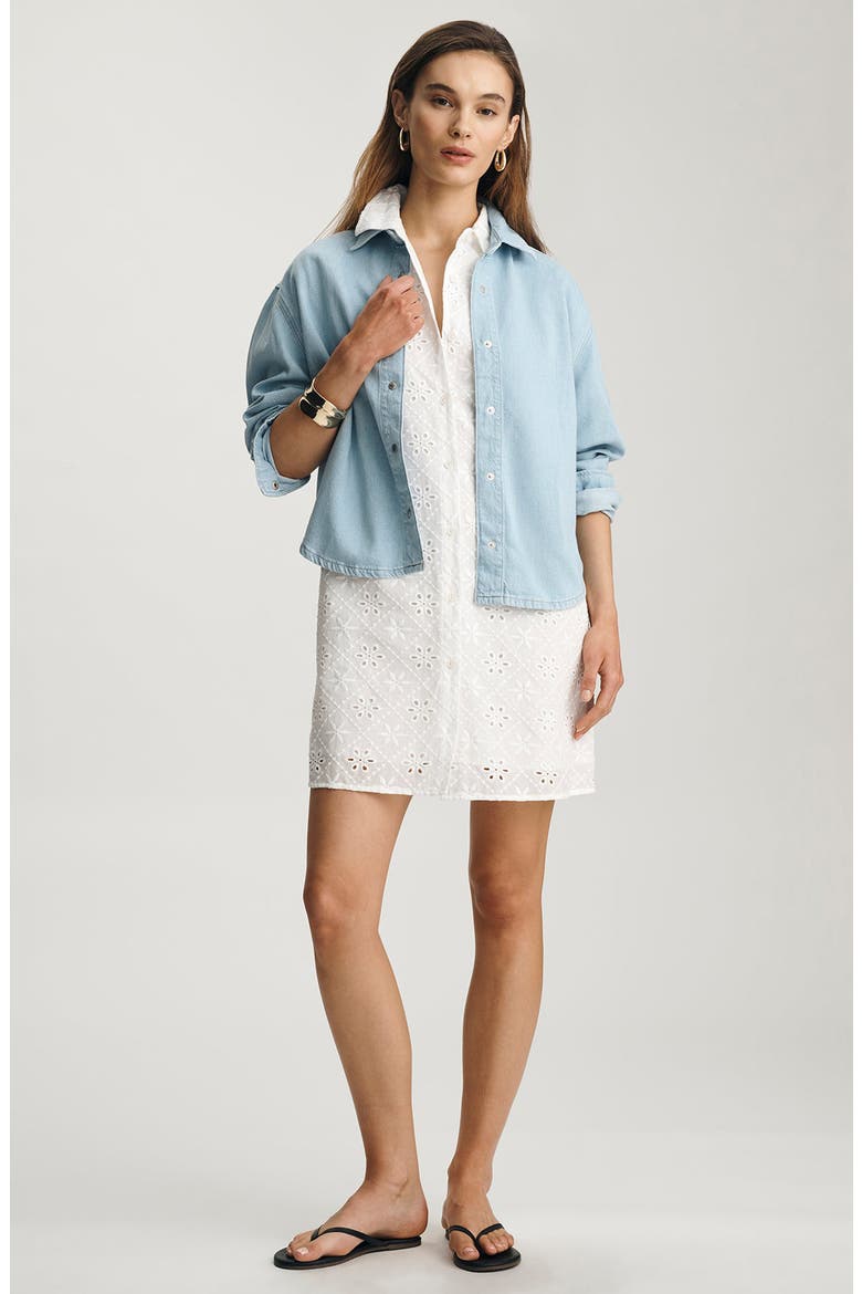Carlia Bleached Denim Shirt, Alternate, color, BLEACHED LINEN DENIM