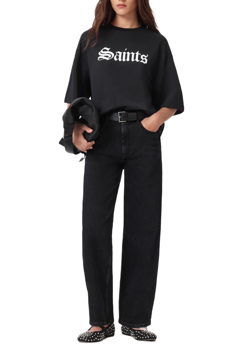 AllSaints Saint Amelie Logo Graphic T-Shirt, Alternate, color, Black