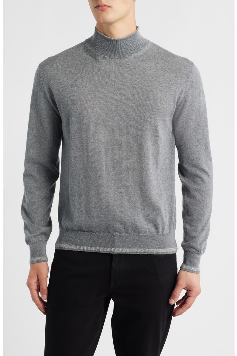 Mock Neck Wool & Silk Blend Sweater, Main, color, GREY