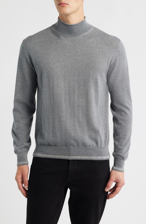 Mock Neck Wool & Silk Blend Sweater