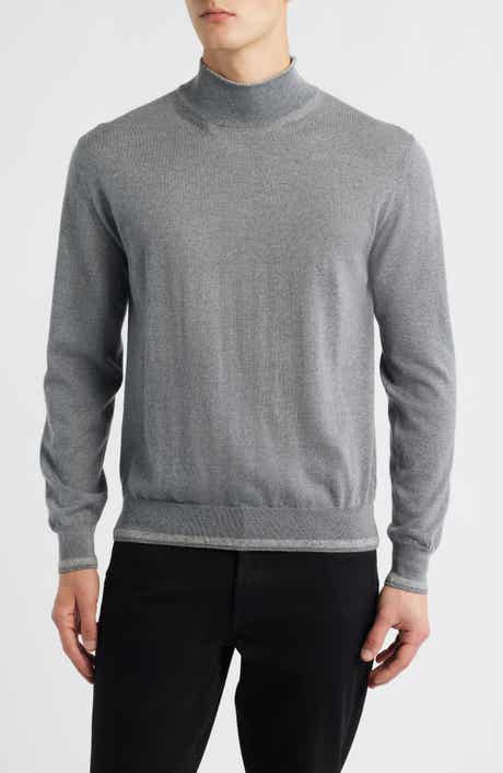 Canali Mock Neck Wool & Silk Blend Sweater