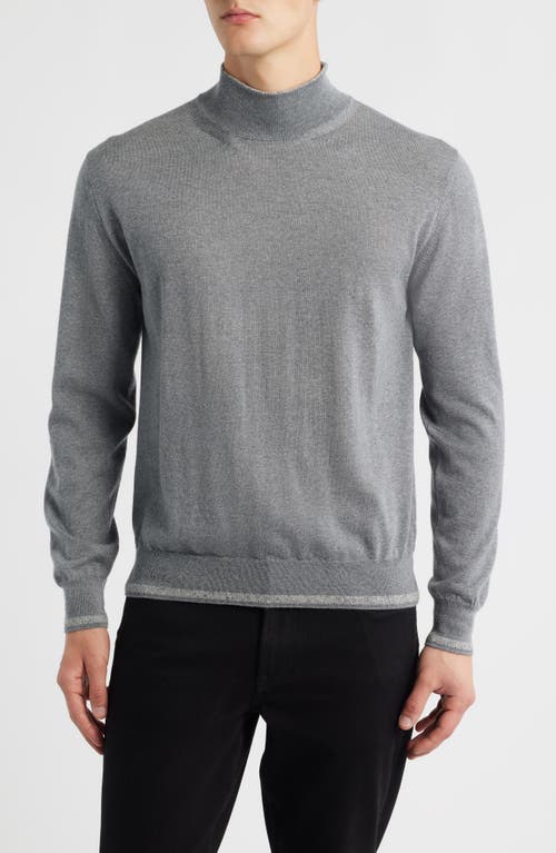 Canali Mock Neck Wool & Silk Blend Sweater In Gray