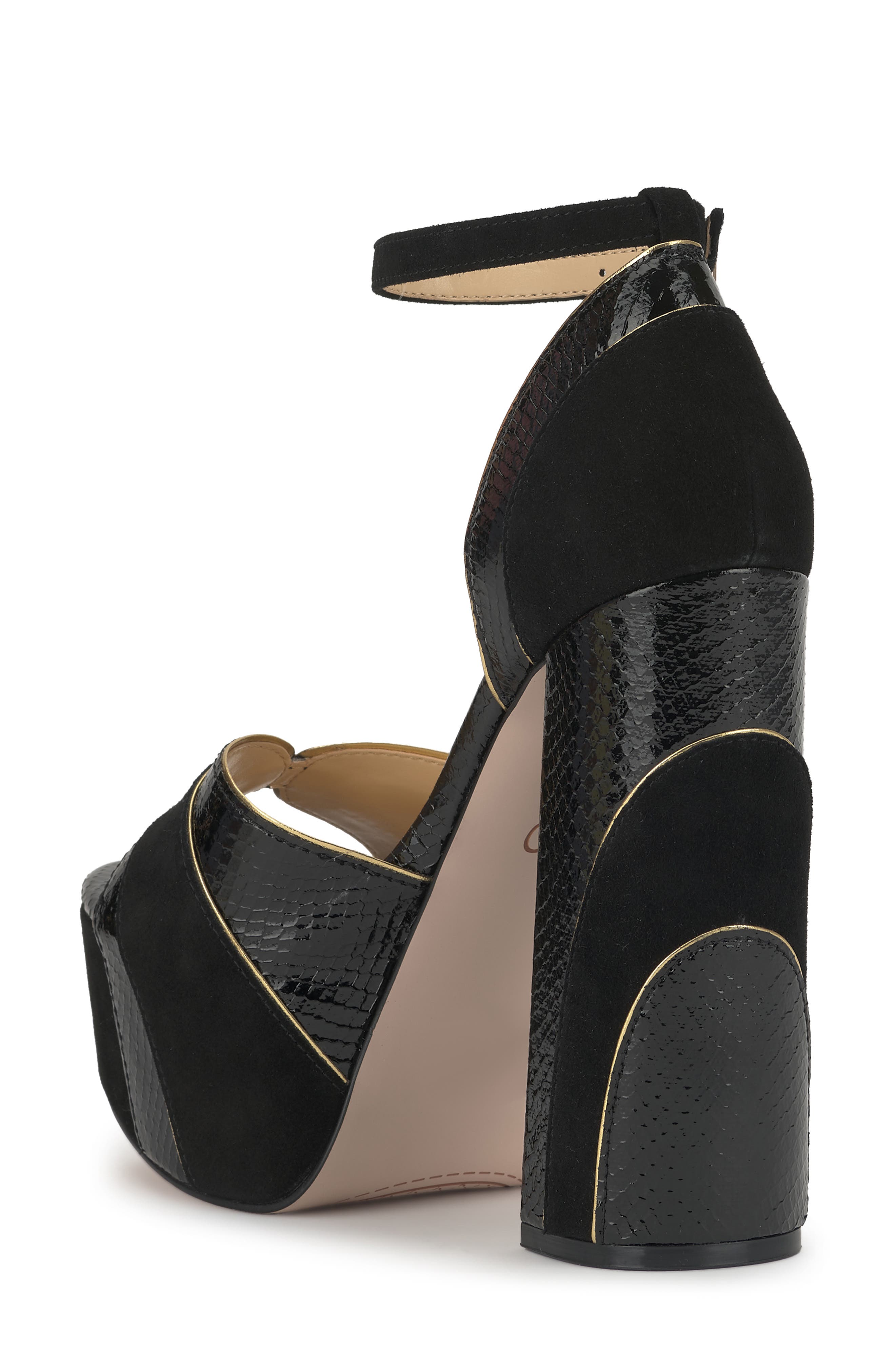 Jessica Simpson Avele Ankle Strap Block Heel Platform Sandal, Alternate, color, Black/ Gold