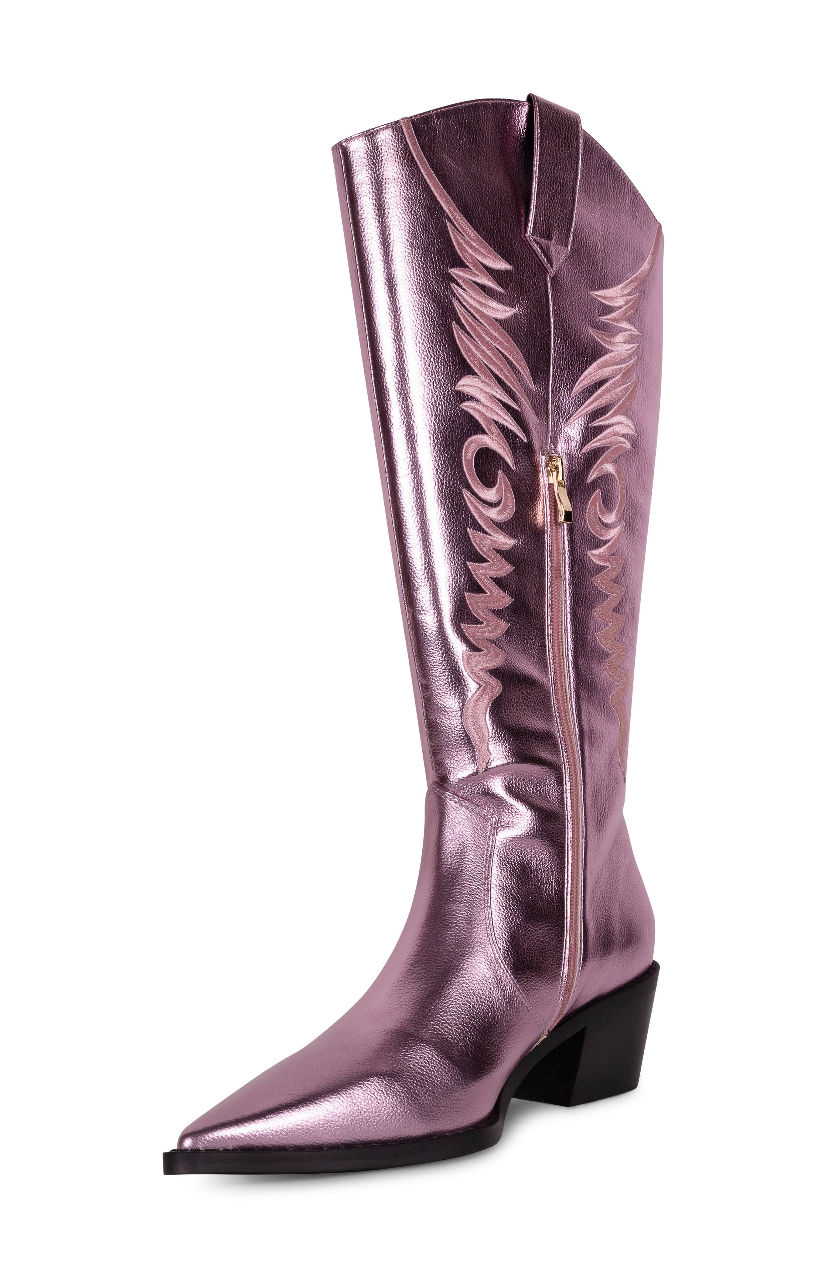 Gigi Faux Leather Western Boot, Alternate, color, PINK