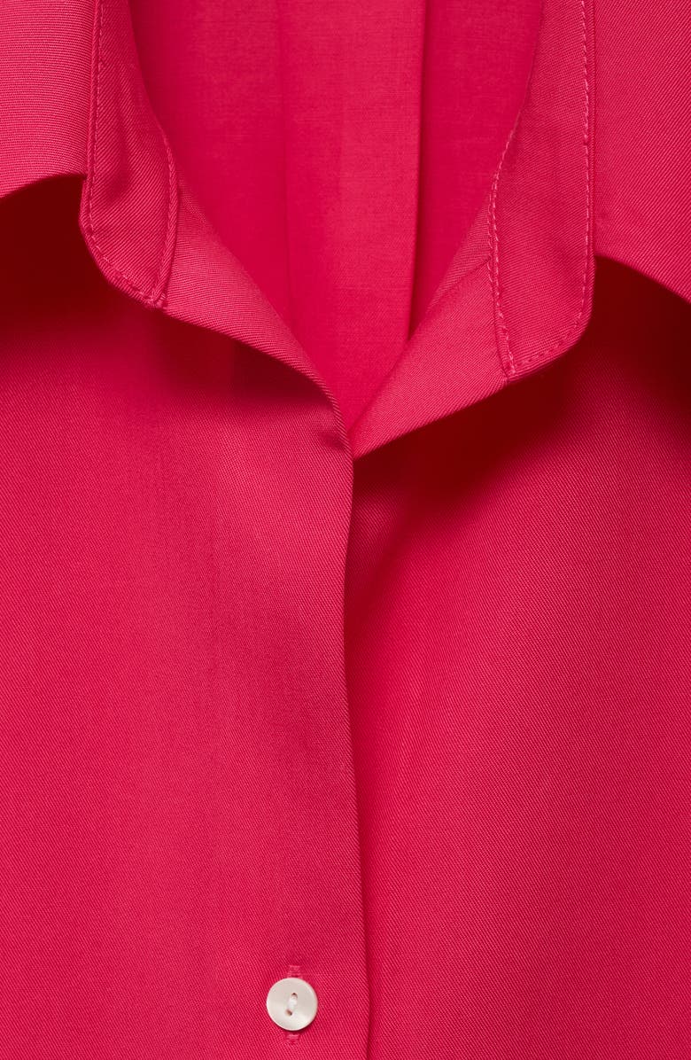 MANGO Cap Sleeve Button-Up Shirt, Alternate, color, Strawberry