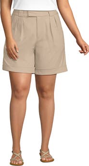 Lands' End Chino High Rise Pleated 7" Shorts