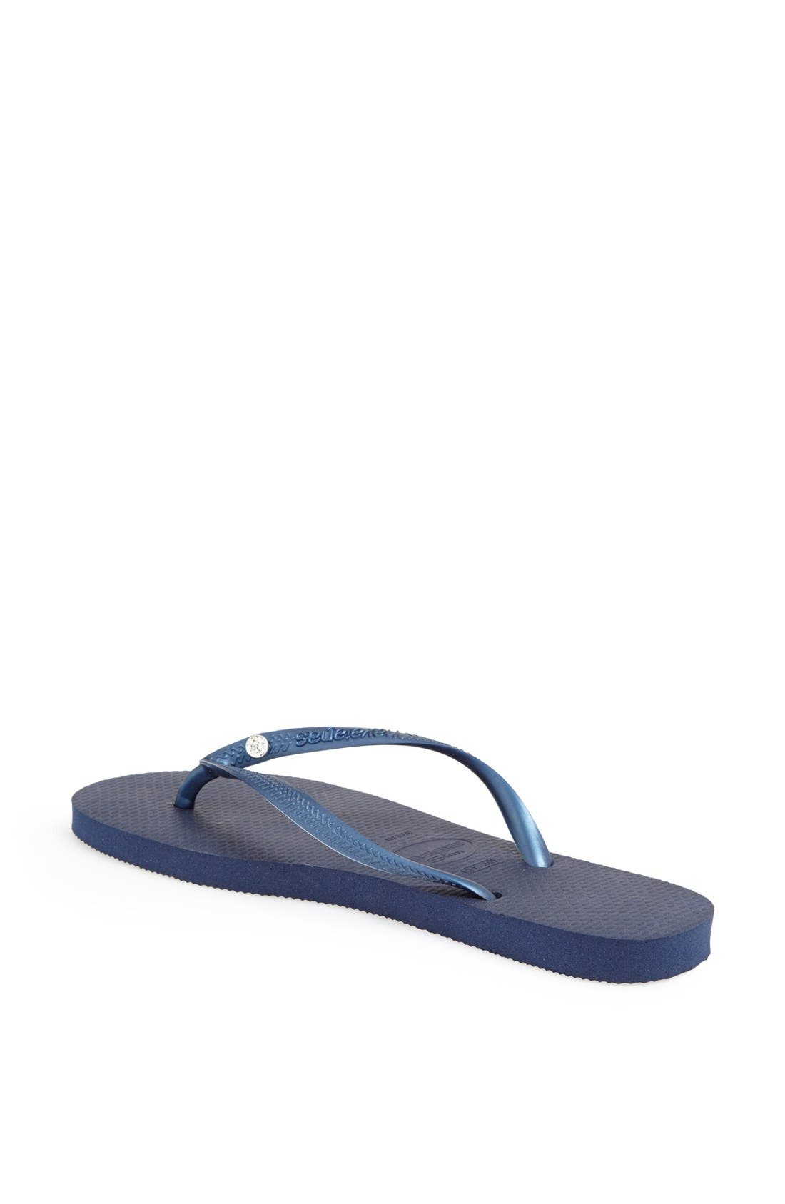 'Slim Crystal Glamour' Flip Flop, Alternate, color, NAVY BLUE