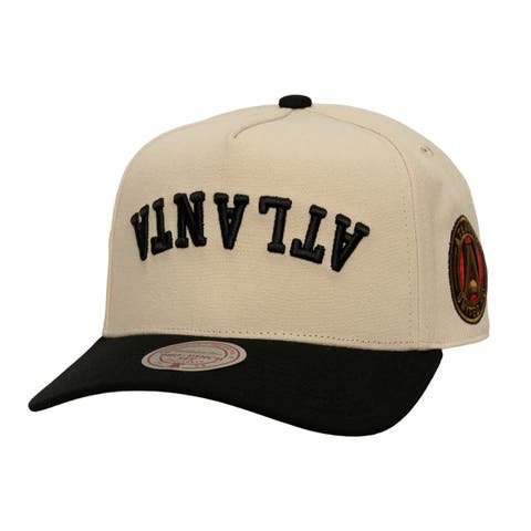 Men's Mitchell & Ness  Cream/Black Atlanta United FC Upside Down Pro Pinch Snapback Hat