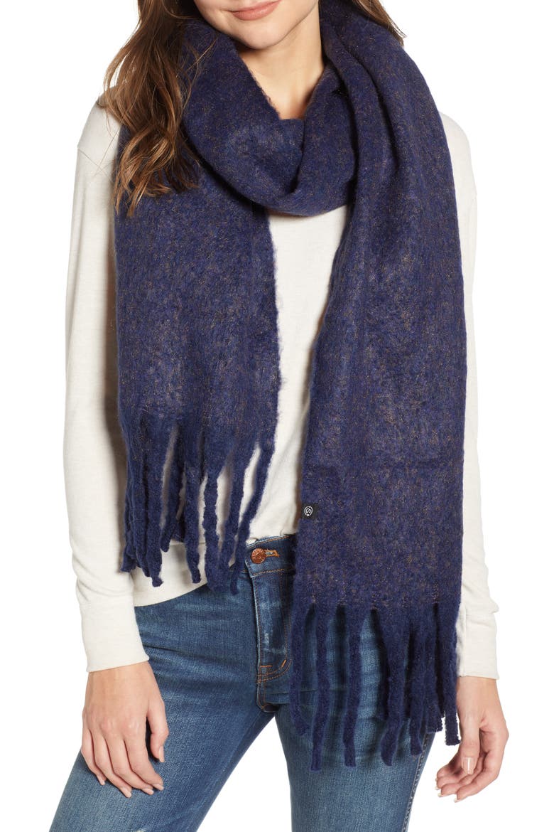 Solid Brushed Wrap Scarf, Main, color, NAVY PEACOAT