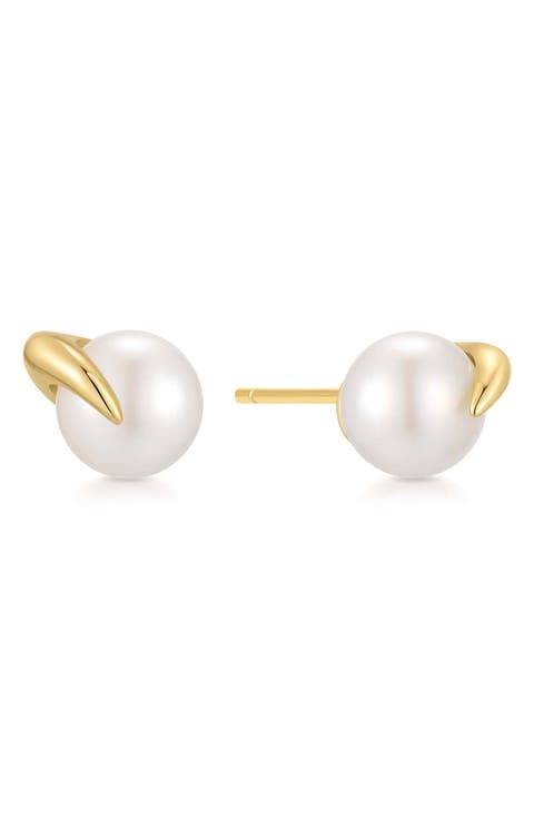 Claw Pearl Stud Earrings