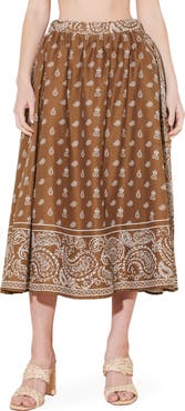 FREEMARKET Bandana Print Cotton Midi Skirt