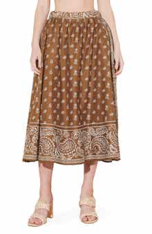 FREEMARKET Bandana Print Cotton Midi Skirt