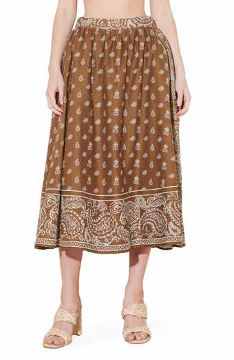 FREEMARKET Bandana Print Cotton Midi Skirt