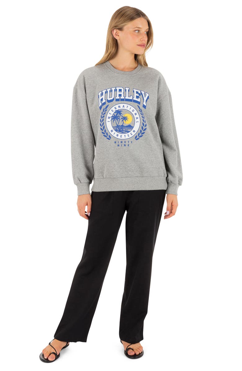 Hurley Academy Oversize Logo Sweatshirt, Alternate, color, Grey Heather