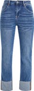 Bayeas High Waist Cuffed Raw Hem Straight Leg Jeans