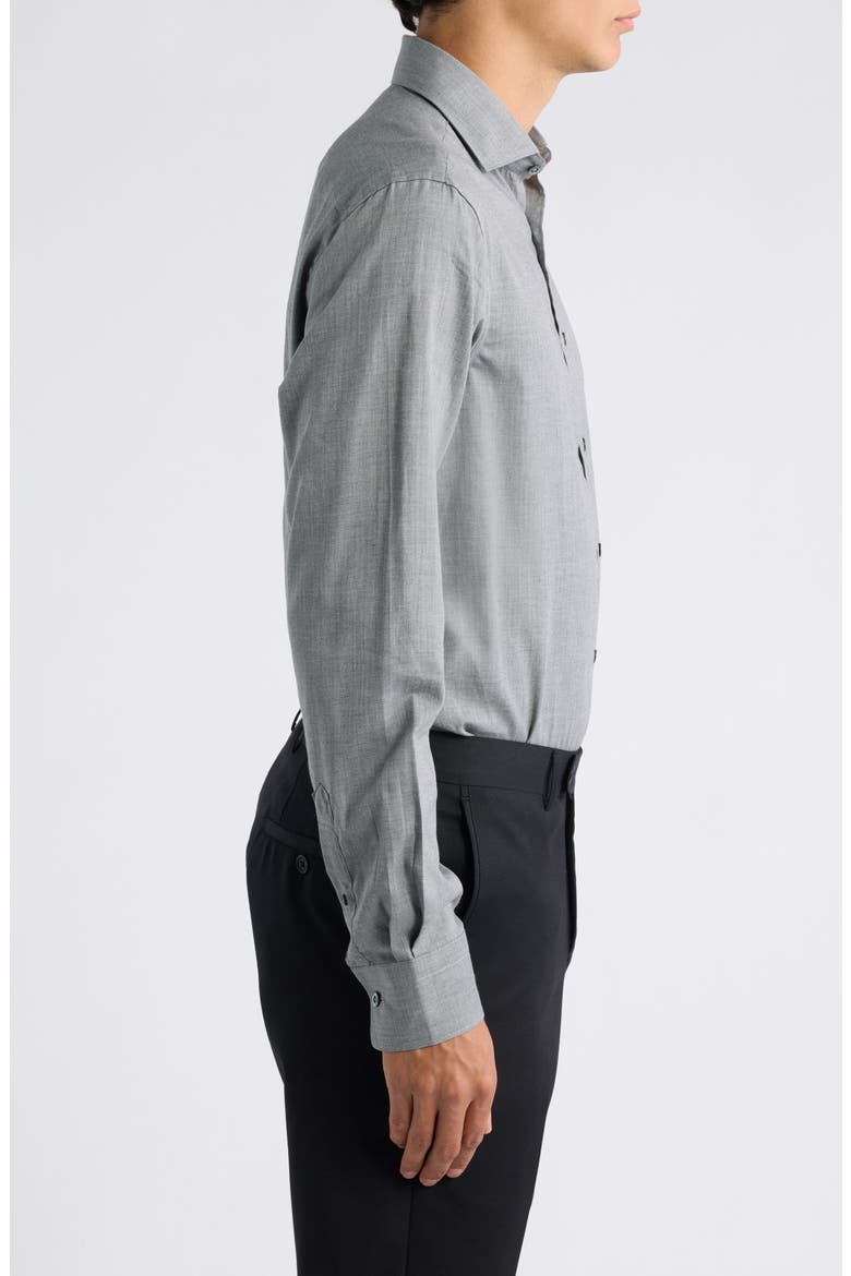 Regular Fit Herringbone Button Up Shirt, Alternate, color, GREY
